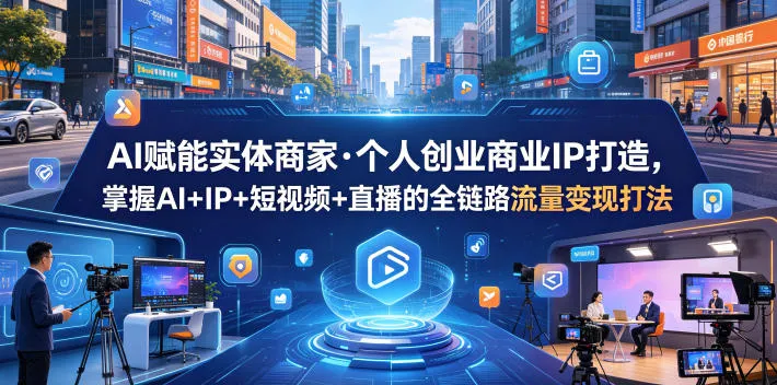 AI赋能实体商家·个人创业商业IP打造,掌握AI+IP+短视频+直播的全链路流量变现打法_一起云网创