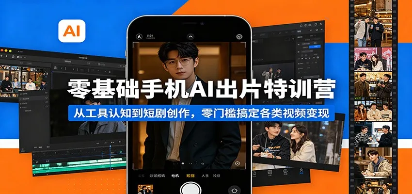 零基础手机AI出片特训营：从工具认知到短剧创作，零门槛搞定各类视频变现_就是爱分享