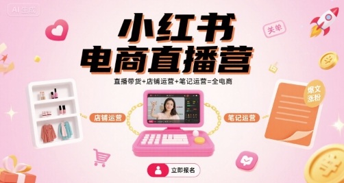 小红书电商直播营,直播带货+店铺运营+笔记运营=全电商_就是爱分享