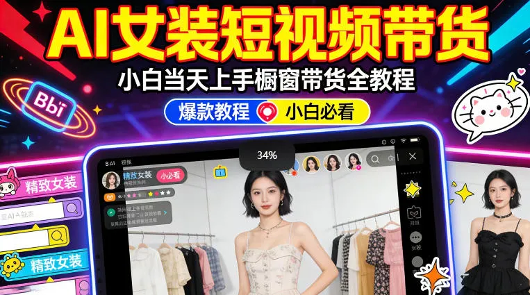 AI女装短视频橱窗带货:小白零门槛当天上手,高佣金爆款轻松賺!_就是爱分享