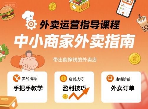 外卖运营指导课程，中小商家外卖指南，手把手带出能挣钱的外卖店_就是爱分享