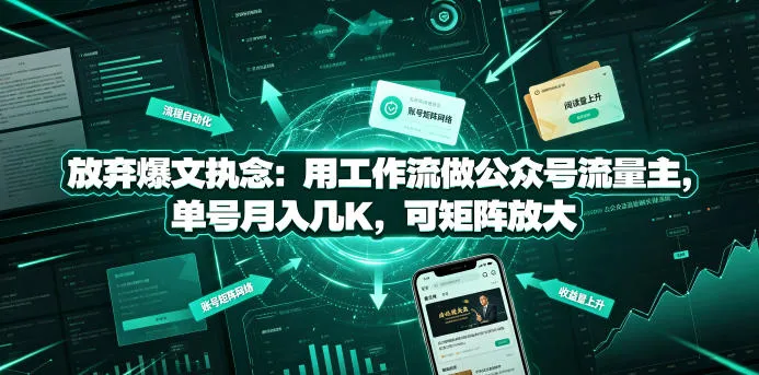 放弃爆文执念：用工作流做公众号流量主，单号月入几K，可矩阵放大_一起云网创
