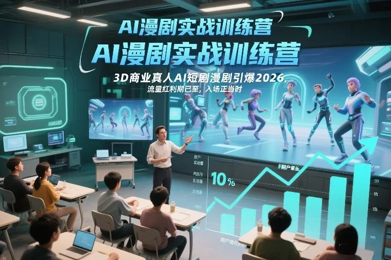 AI漫剧实战训练营,3D商业真人AI短剧漫剧引爆2026,流量红利期已至,入场正当时_就是爱分享