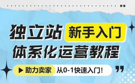独立站新手入门体系化运营教程，助力独立站卖家从0-1快速入门!_就是爱分享