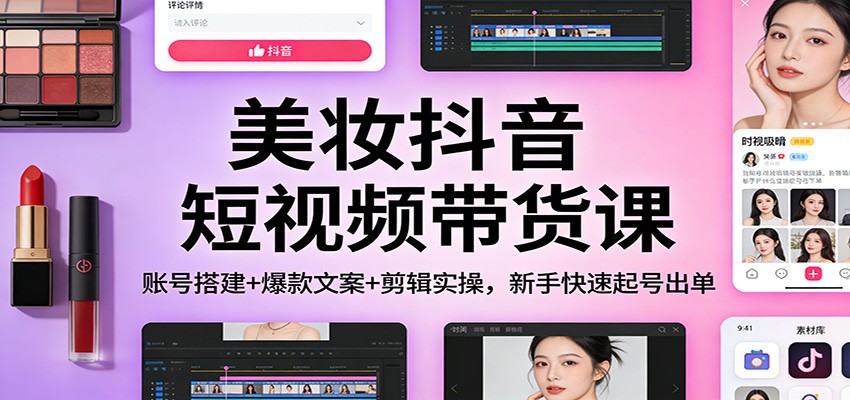 美妆抖音短视频带货课:账号搭建+爆款文案+剪辑实操,新手快速起号出单_就是爱分享