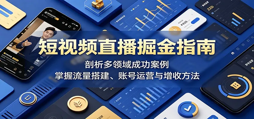 短视频直播掘金指南：剖析多领域成功案例，掌握流量搭建、账号运营与增收方法_一起云网创