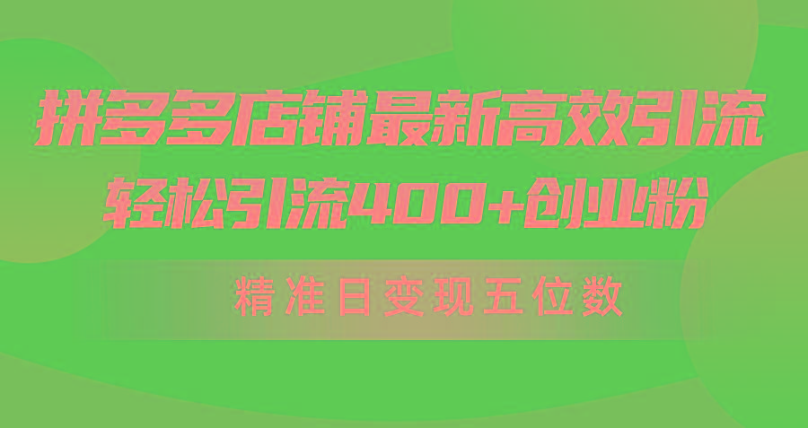 (10041期)拼多多店铺最新高效引流术，轻松引流400+创业粉，精准日变现五位数！_就是爱分享