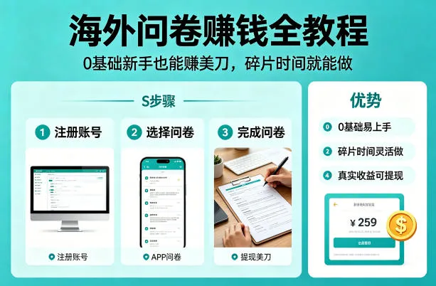 海外问卷賺钱全教程,0基础新手也能賺美刀,碎片时间就能做_就是爱分享