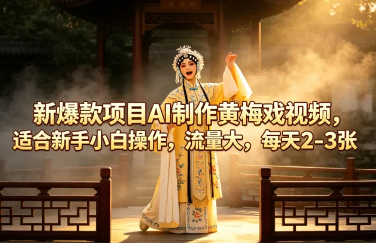 新爆款项目AI制作黄梅戏视频，适合新手小白操作，流量大，每天2-3张_就是爱分享