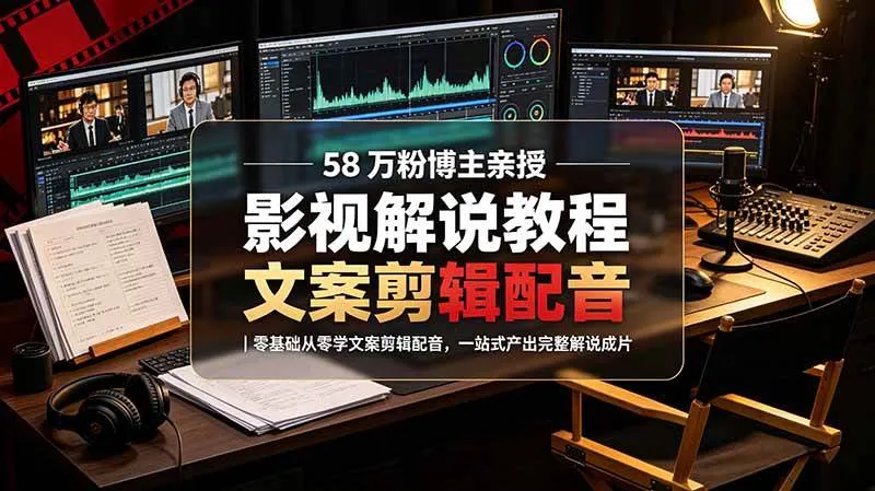 (19160期)58 万粉博主荧幕春秋亲授影视解说教程|零基础从零学文案剪辑配音,一站式产出完整解说成片_一起云网创
