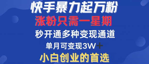 快手暴力起万粉，涨粉只需一星期，多种变现模式，直接秒开万合，单月变现过W【揭秘】_就是爱分享