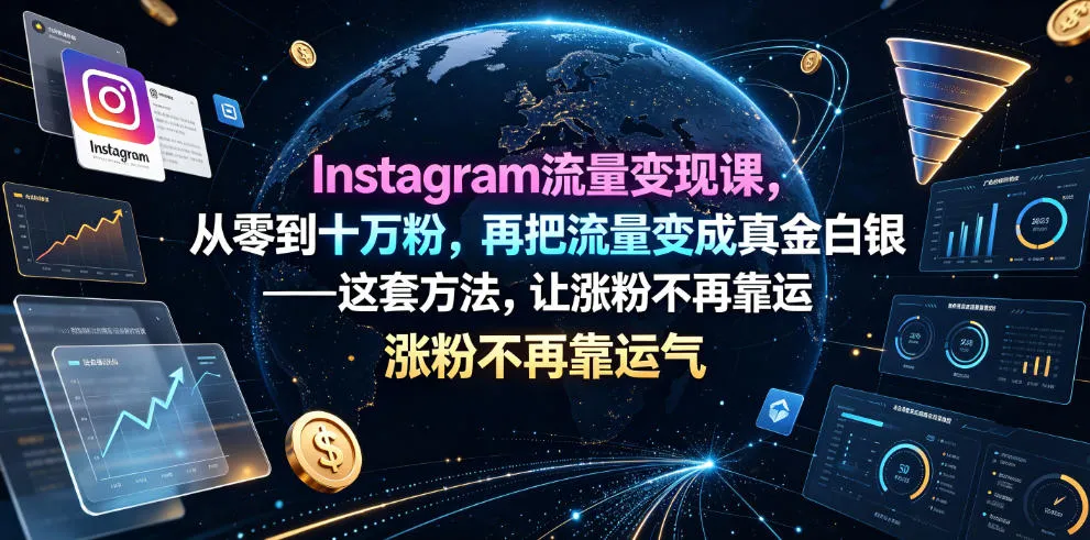 Instagram流量变现课，从零到十万粉，再把流量变成真金白银——这套方法，让涨粉不再靠运气【原创双语字幕】_一起云网创