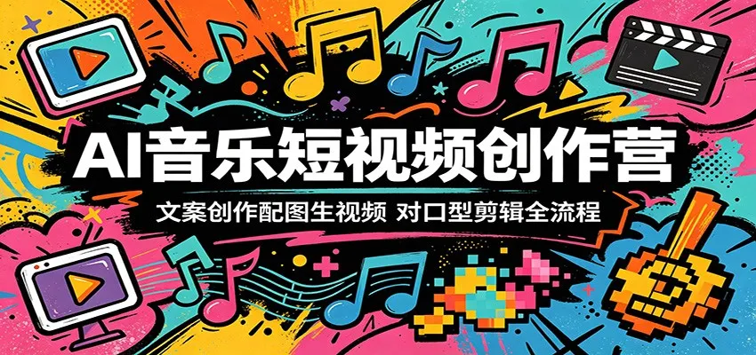 AI音乐短视频创作营：文案创作配图生视频，对口型剪辑全流程_一起云网创