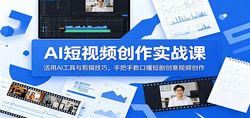AI短视频创作实战课：活用AI工具与剪辑技巧，手把手教口播短剧创意视频创作_一起云网创