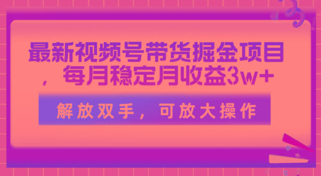 最新视频号带货掘金项目，每月稳定月收益3w+，解放双手，可放大操作_就是爱分享