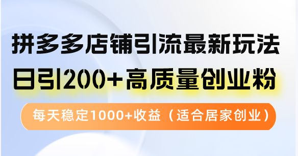 拼多多店铺引流最新玩法，日引200+高质量创业粉，每天稳定1000+收益(..._就是爱分享