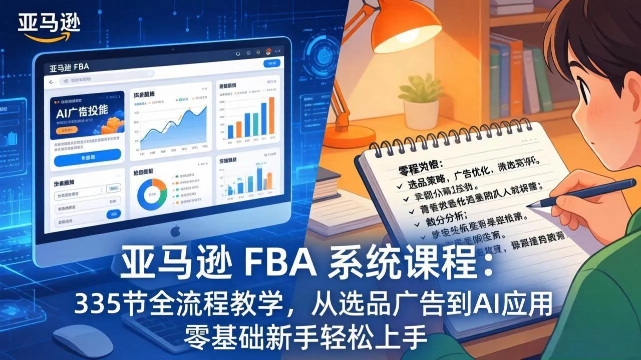 （17744期）亚马逊 FBA 系统课程（更新26年3月）335节全流程教学，从选品广告到AI应用，零基础新手轻松上手_就是爱分享