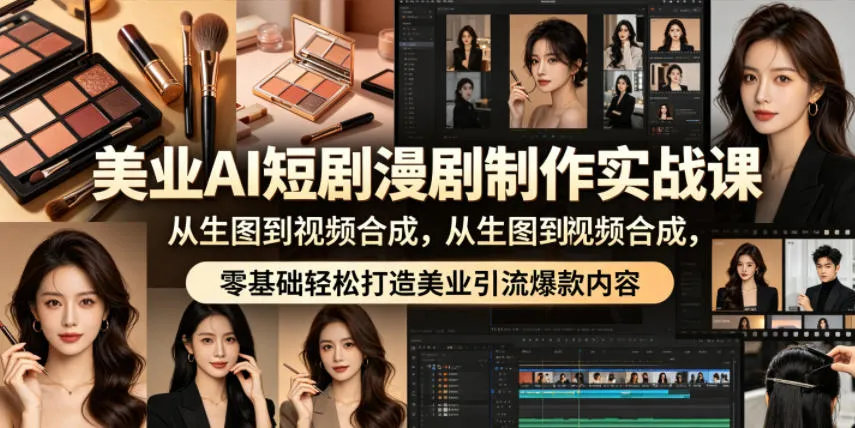 美业AI短剧漫剧制作实战课,从生图到视频合成,零基础轻松打造美业引流爆款内容_一起云网创