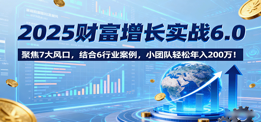 2025财富增长实战6.0，聚焦7大风口，结合6行业案例，小团队轻松年入200万！_就是爱分享