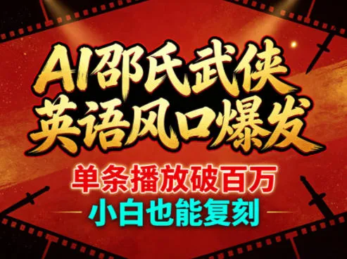 AI邵氏武侠英语风口爆发，单条播放破百万，小白也能复刻_就是爱分享