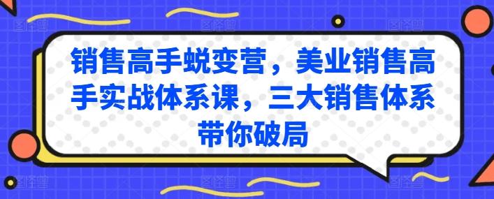 销售高手蜕变营，美业销售高手实战体系课，三大销售体系带你破局_就是爱分享