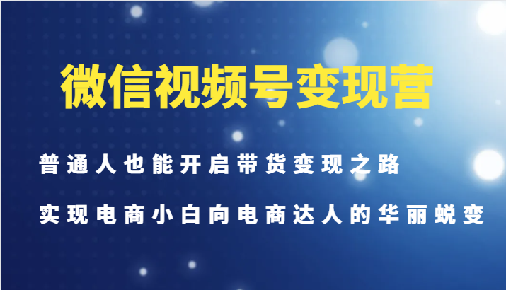 微信视频号变现营-普通人也能开启带货变现之路，实现电商小白向电商达人的华丽蜕变_就是爱分享