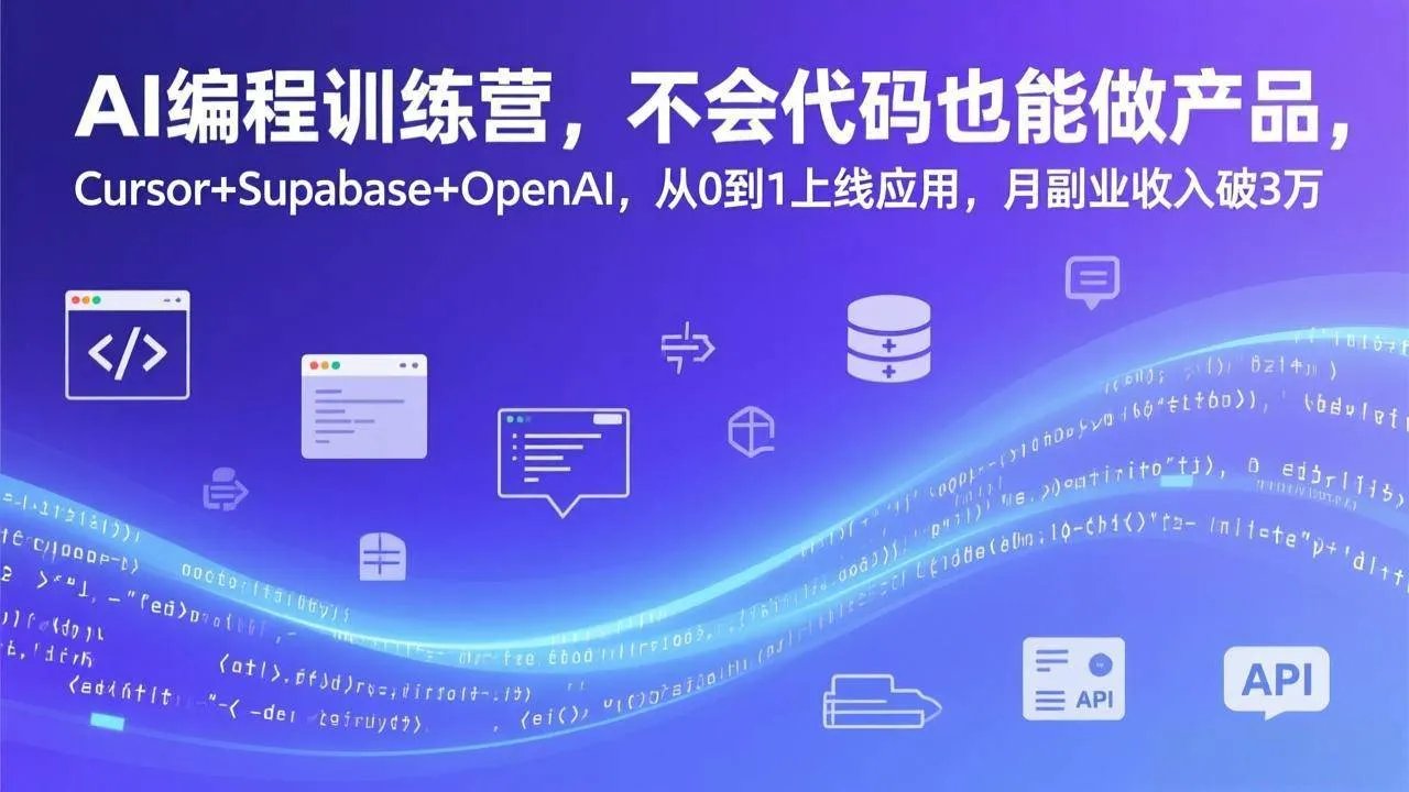 （17388期）AI编程训练营，不会代码也能做产品，Cursor+Supabase+OpenAI，从0到1上线应用，月副业收入破3万_就是爱分享