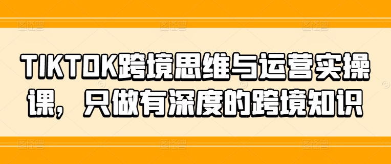 TIKTOK跨境思维与运营实操课，只做有深度的跨境知识_就是爱分享
