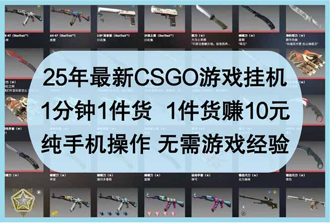 25年最新CSGO游戏挂机，1分钟1件货，1件货赚10元 纯手机操作 无需游戏经验_就是爱分享