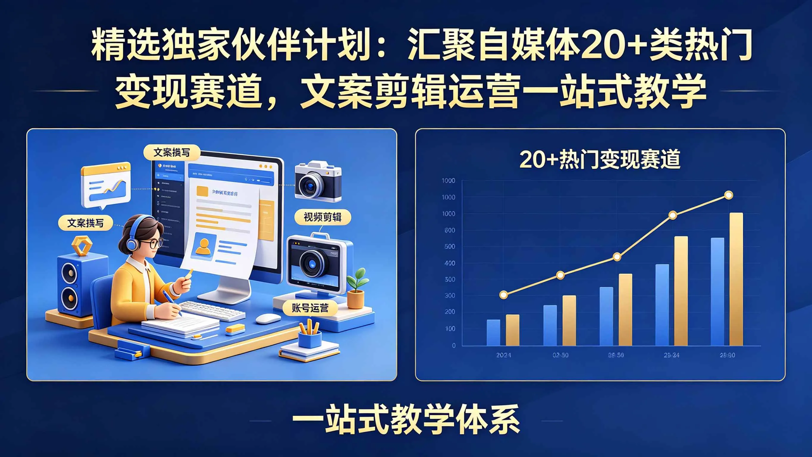 (18478期)精选独家伙伴计划:汇聚自媒体20+类热门变现赛道,文案剪辑运营一站式教学_一起云网创