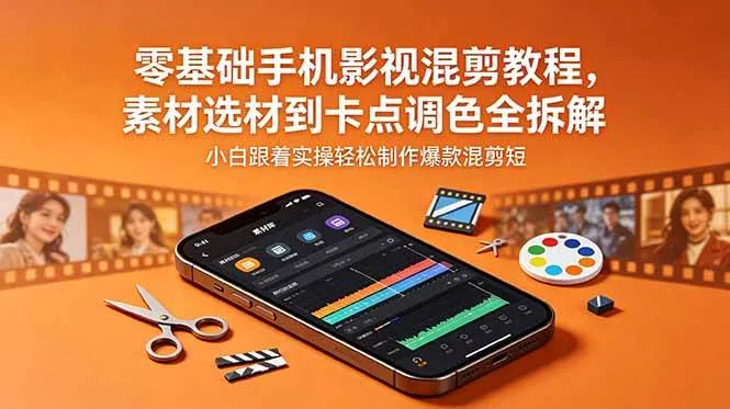 (18750期)零基础手机影视混剪教程,素材选材到卡点调色全拆解,小白跟着实操轻松制作爆款混剪短片_一起云网创