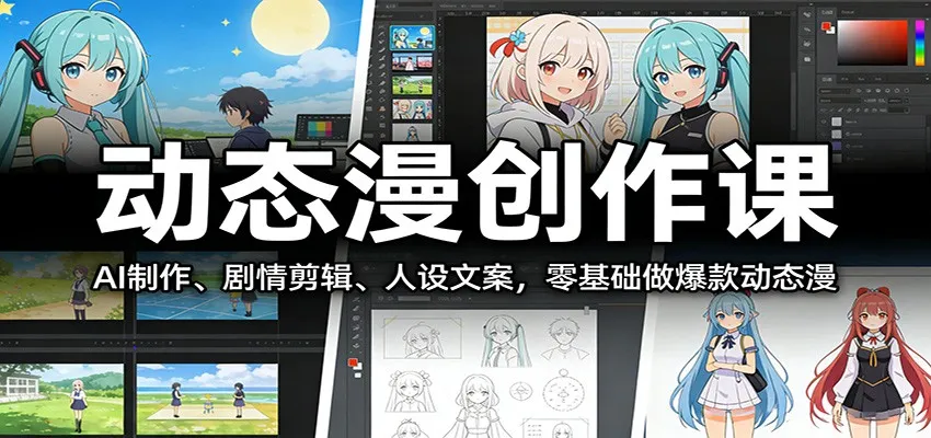 动态漫创作课：AI制作、剧情剪辑、人设文案，零基础做爆款动态漫_就是爱分享