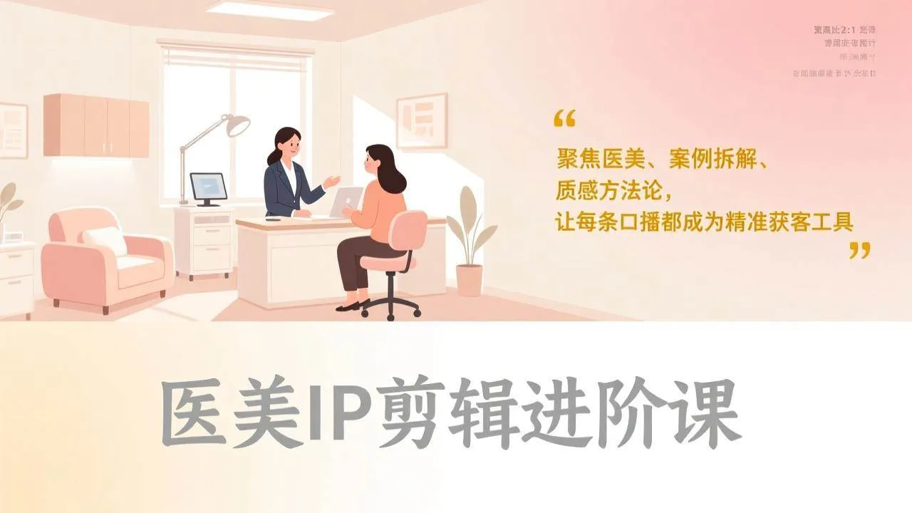 (17303期)医美IP剪辑进阶课,聚焦医美、案例拆解、质感方法论,让每条口播都成为精准获客工具_就是爱分享