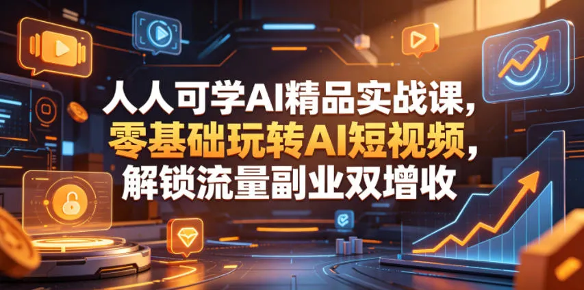 人人可学AI精品实战课,零基础玩转AI短视频,解锁流量副业双增收_一起云网创