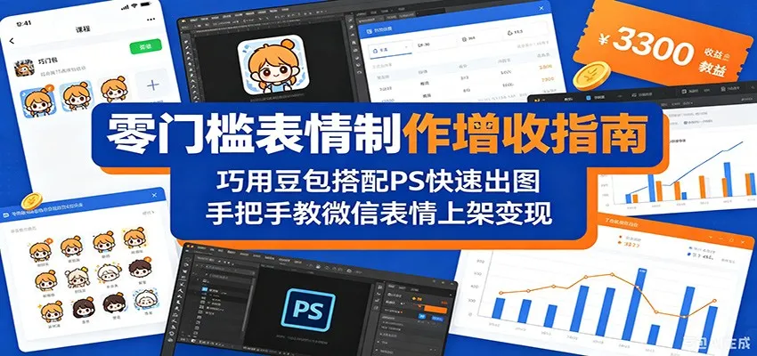 零门槛表情制作增收指南:巧用豆包搭配 PS 快速出图,手把手教微信表情上架变现_一起云网创