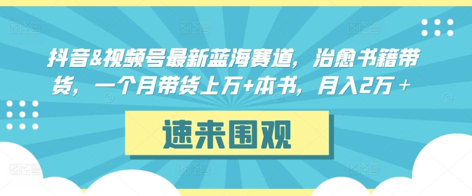 抖音&视频号最新蓝海赛道，治愈书籍带货，一个月带货上万+本书，月入2万＋【揭秘】_就是爱分享