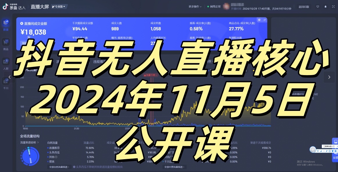 抖音无人直播核心公开课，咸鱼翻身小白可做带有睡后收入月入过万太简单【揭秘】_就是爱分享