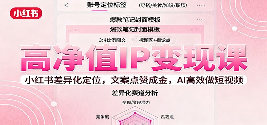 高净值IP变现课：小红书差异化定位，文案点赞成金， AI高效做短视频_就是爱分享