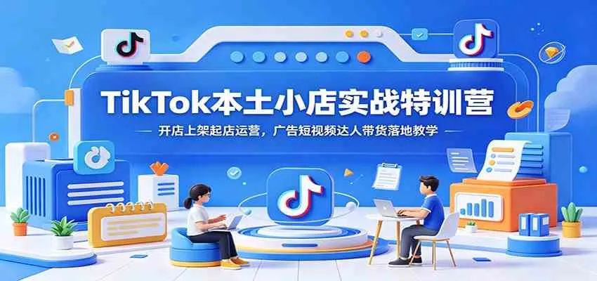 TikTok本土小店实战特训营：开店上架起店运营，广告短视频达人带货落地教学_一起云网创