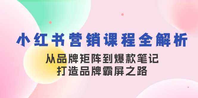 小红书营销课程全解析，从品牌矩阵到爆款笔记，打造品牌霸屏之路_就是爱分享