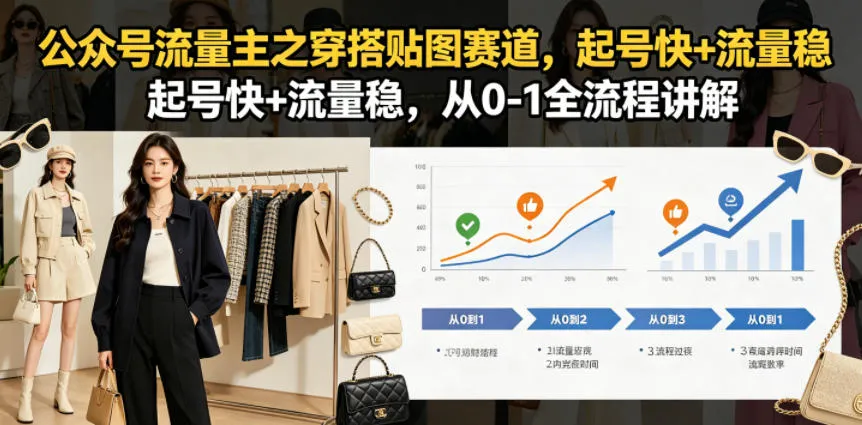公众号流量主之穿搭贴图赛道，起号快+流量稳，从0-1全流程讲解_一起云网创