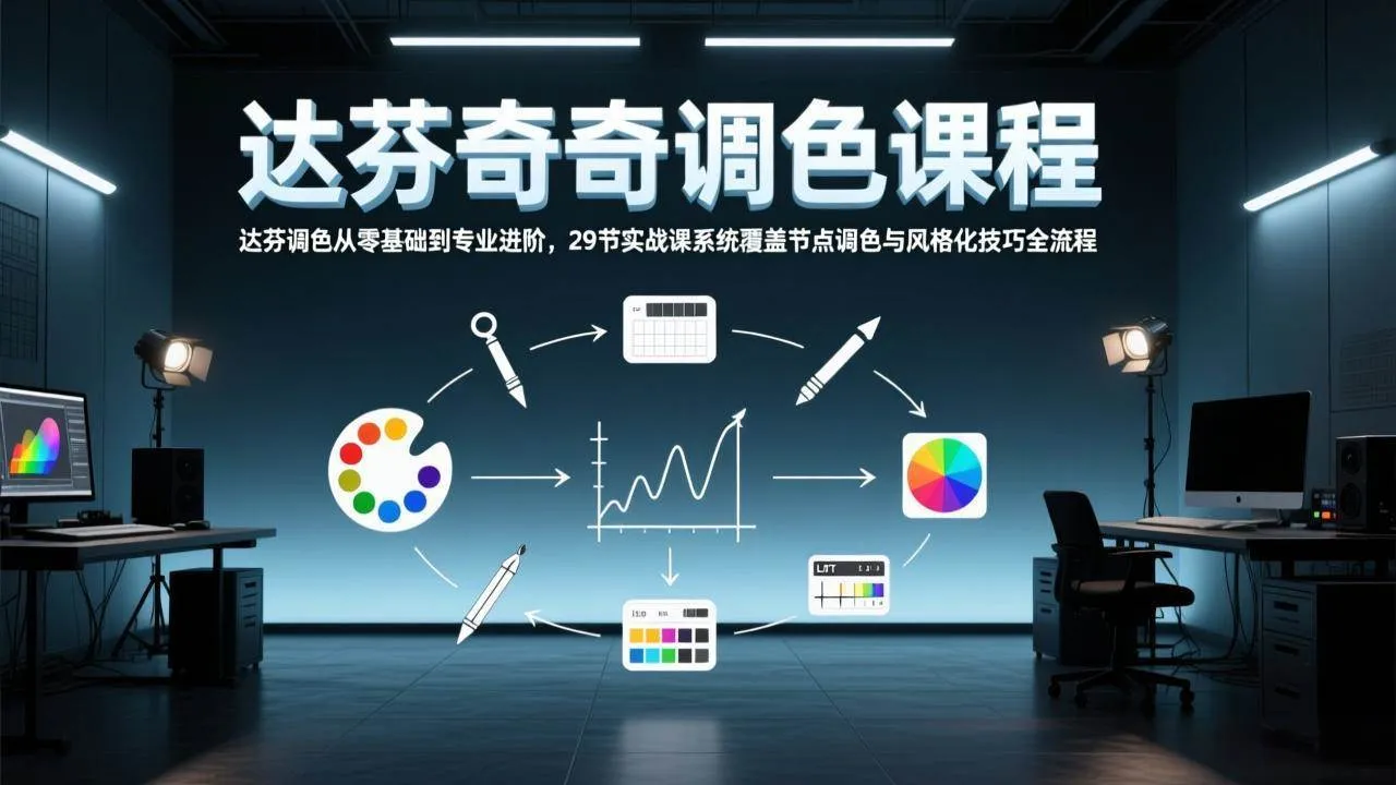 （17484期）达芬奇调色从零基础到专业进阶，29节实战课系统覆盖节点调色与风格化技巧全流程_就是爱分享