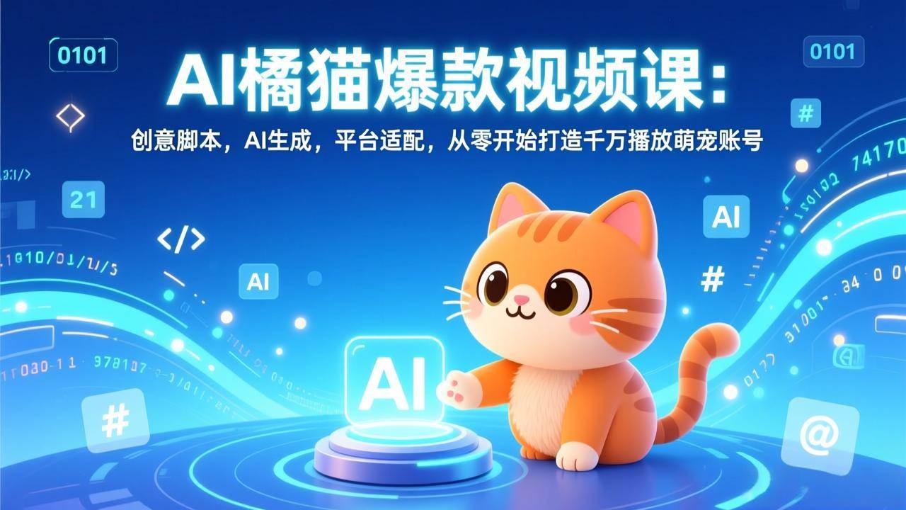 （17091期）AI橘猫爆款视频课：创意脚本，AI生成，平台适配，从零开始打造千万播放萌宠账号_就是爱分享