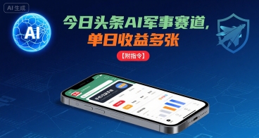 今日头条AI军事赛道，单日收益多张 ，手机可做【附指令】_就是爱分享