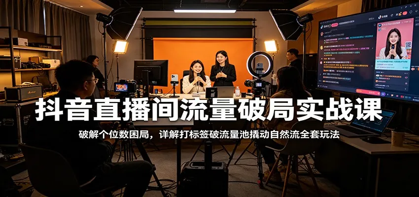抖音直播间流量破局实战课：破解个位数困局，详解打标签破流量池撬动自然流全套玩法_就是爱分享