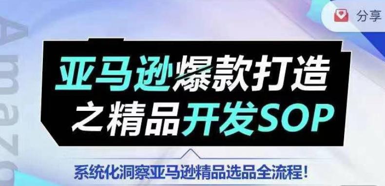 【训练营】亚马逊爆款打造之精品开发SOP，系统化洞察亚马逊精品选品全流程_就是爱分享