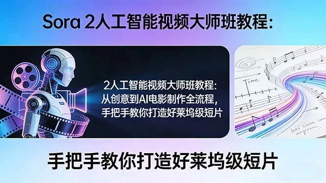 （17688期）Sora 2人工智能视频大师班教程：从创意到AI电影制作全流程，手把手教你打造好莱坞级短片_就是爱分享