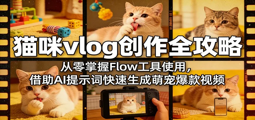 猫咪vlog创作全攻略:从零掌握Flow工具使用,借助AI提示词快速生成萌宠爆款视频_就是爱分享