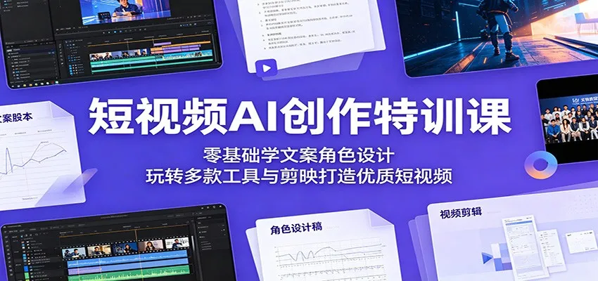 短视频AI创作特训课:零基础学文案角色设计,玩转多款工具与剪映打造优质短视频_一起云网创