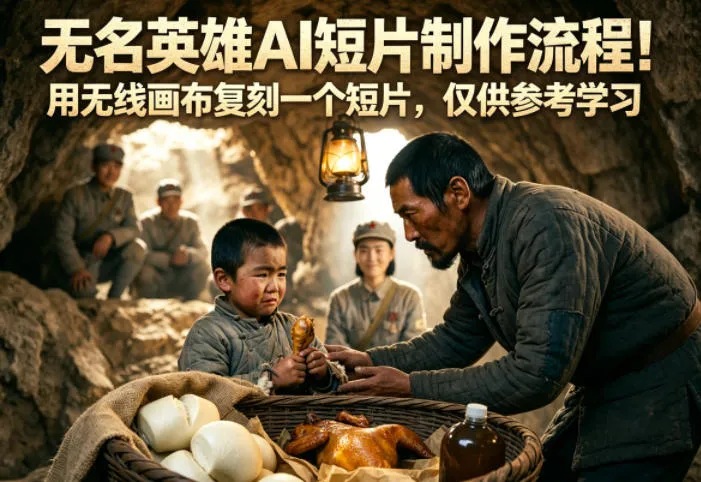 无名英雄AI短片制作流程!用无线画布复刻一个短片,仅供参考学习_一起云网创